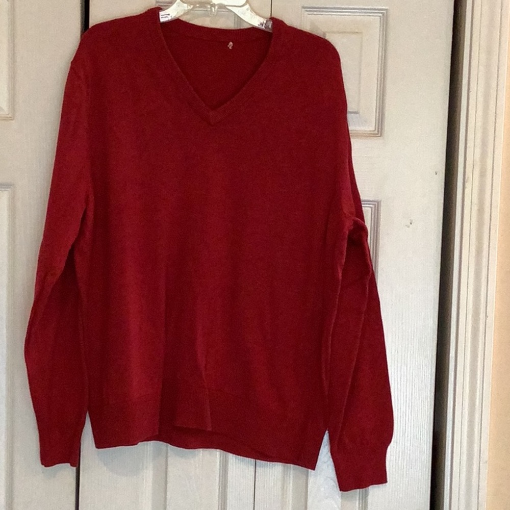 Men's Red V-Neck Sweater XI